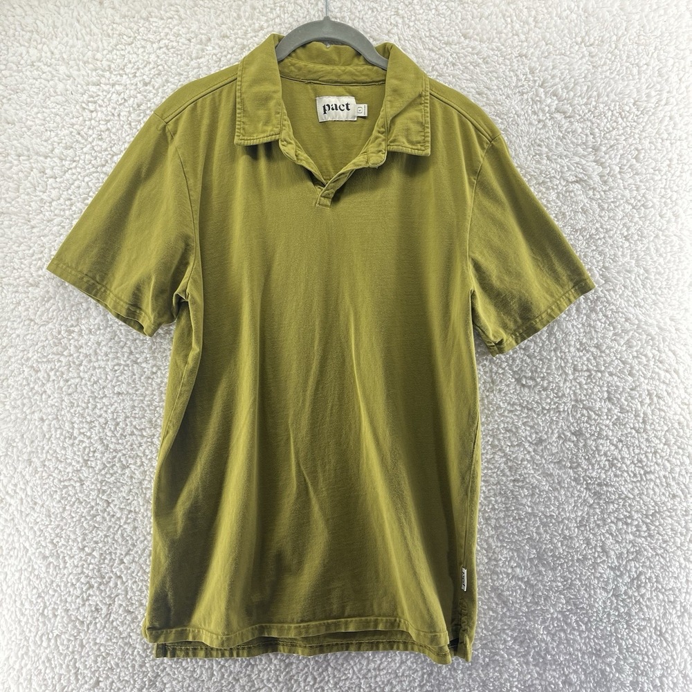 Pact Men's Organic Cotton Polo Shirt‎ Short Sleeve Green Comfort Classic Large